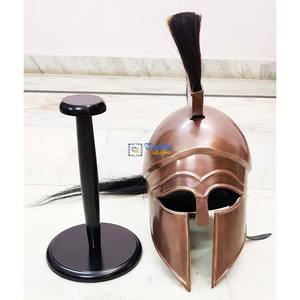 Casco de Armadura Medieval Corintia Griega de Caballero, Hecho a Mano, Acero Suave de 18g, Acabado en Cobre, Pluma, Regalo Novedoso, Decoración - Product Image 4