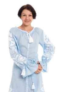 2022 nouveau été élégant taille haute femmes robe décontracté O cou à manches longues brodé à la main dentelle florale décoration tissé méthode - Product Image 2