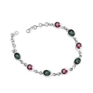 Pulsera de Plata de Ley 925, piedra preciosa multiturmalina, forma ovalada, oro, plata, chapado en rodio para regalo de fiesta de boda, estilo moderno - Product Image 1