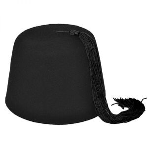 Diseñadores OEM servicio al por mayor moda Cowboy Village negro Fez con borla negra sombrero Fez - Product Image 5