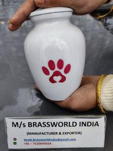 "Patte d'animal de compagnie en aluminium rouge dans le cœur en cœur, fournitures d'art de la crème peinte à la main," urn d'éveil pour chien et chat" - Product Image 2