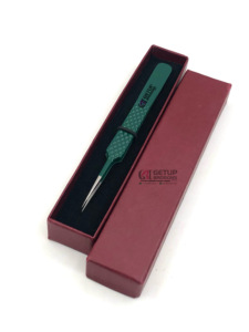 Pince à épiler à revêtement en poudre vert Kelly en acier inoxydable Pro pour extension de cils droits Instruments de beauté de haute qualité avec logo personnalisé - Product Image 2