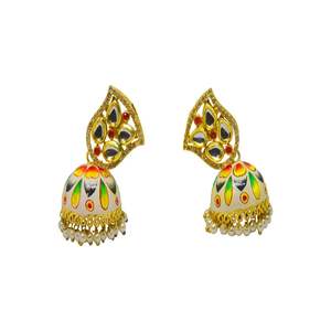 CONCEPTEUR PEINTURE À LA MAIN JHUMKI KUNDAN BOUCLES D'OREILLES CERCEAU BOUCLE D'OREILLE - Product Image 2