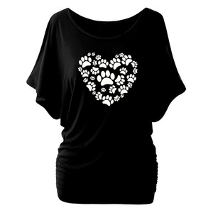 Nueva camiseta estampada orientada a la exportación de manga corta de Color negro caliente para mujeres de Bangladesh Precio muy barato al por mayor - Product Image 1