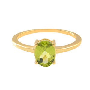 Anillo de piedras preciosas de peridoto natural de Plata de Ley 925 chapado en oro de alta calidad, stock listo al por mayor - Product Image 2