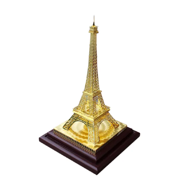 Suvenir Logam Kustom DIY Hadiah Emas Paris Menara Eiffel Model Kuningan 3D