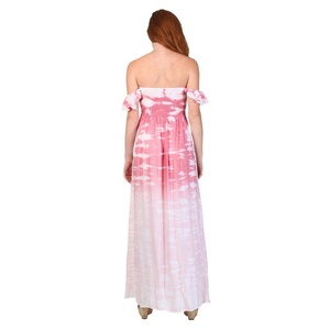 Robe longue tendance pour femme en rayonne respirante à épaules dénudées, motif dessin animé, style Miami - Product Image 2