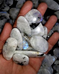 Piedra de Luna de arcoíris Natural, piedra preciosa curativa de cabujón, piedra preciosa de Palma de cristal curativo, venta al por mayor - Product Image 3