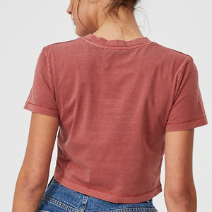 Fabricación OEM de alta calidad, venta al por mayor, blusas de verano personalizadas, económicas y a la moda, camisetas cortas sexys para mujer - Product Image 3