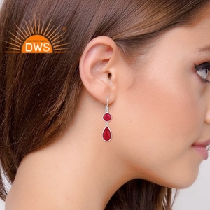 Pendiente de Plata de Ley 925 con gema de Calcedonia rosa, joyería de plata - Product Image 4