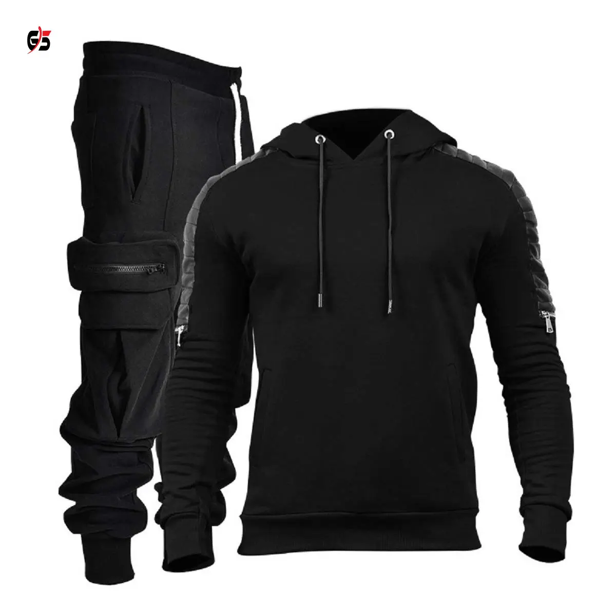 Winter Tracksuit Men's Clothing Sportswear Training & Jogging Wear 100% Cotton & Leather Customized Logo Full Sleeves Hoodie Set