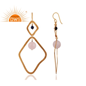 Boucles d'oreilles pendantes en pierre précieuse Lapis, luxe Rose, Quartz, plaqué or, 925 argent Sterling, Satin, fabrication de bijoux - Product Image 2