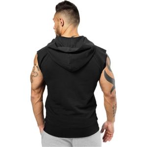 Débardeur à capuche de haute qualité pour hommes avec logo personnalisé respirant thermique Gym Fitness haut sans manches à la mode uni design vierge - Product Image 2