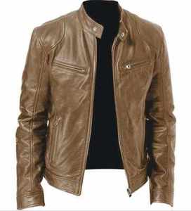 Blouson d'hiver en cuir Pu à col montant, blouson personnalisé pour homme, à la mode, vente en gros - Product Image 6
