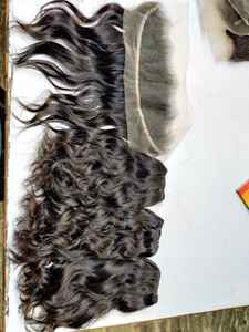 Cuticule de cheveux bruts de la tempe alignée couleur naturelle non traitée vierge brésilienne # 1b extensions de cheveux humains à fermeture ondulée droite brune - Product Image 5