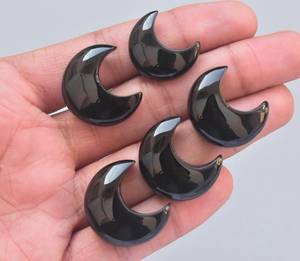 Luna creciente de ónice negro increíble para diseño de joyería, piedra preciosa Natural, luna de ónix negro, cabujón suelto para anillos - Product Image 1