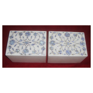 High Quality Blue Mother Of Pearl Rectangle Natural <b>White</b> Stone Decorative Inlaid Jewelry <b>Boxes</b> For <b>Gifting</b> - Product Image 1