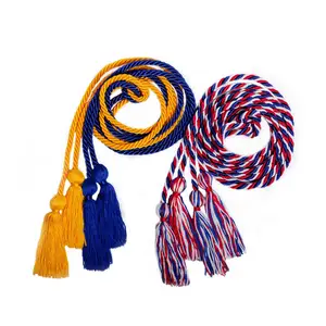 Cabo trançado de borla decorativo, cordão de borla trançado personalizado de 2 cores