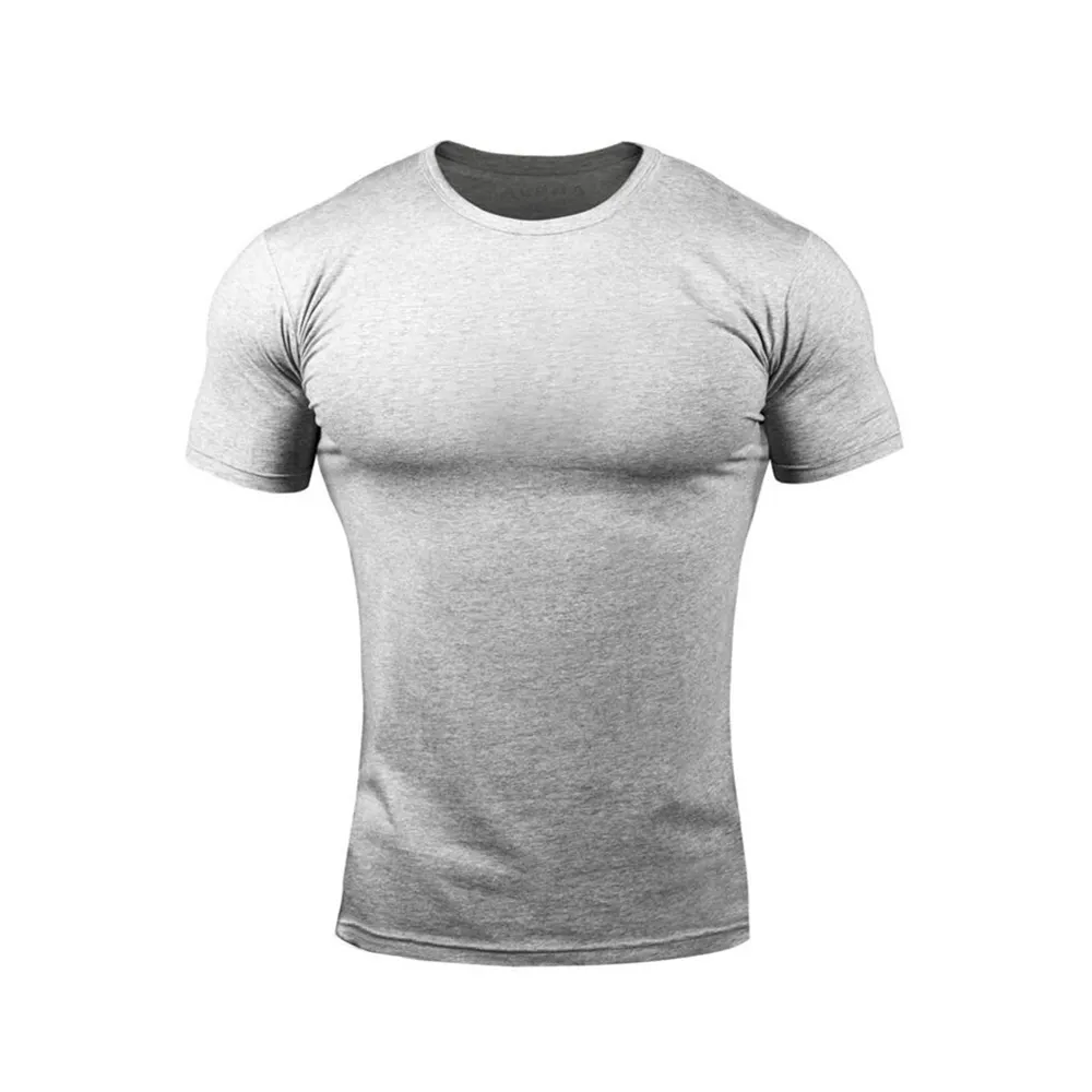 Homens ginásio fitness desgaste camisa cor branca mangas curtas desgaste casual