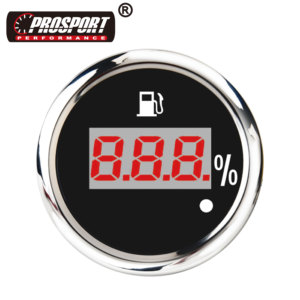 Nouveau pour 216SWFL-CB Jauge de niveau de carburant numérique 52 mm à cadran noir avec fonction d'avertissement LED rouge en acier inoxydable 12V/24V pour véhicules lourds - Product Image 1