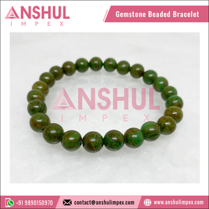 Top Quality Green Color Healing Crystal Green Unakite Round <b>Gemstone</b> Hand Beaded <b>Bracelet</b> from Indian Supplier - Product Image 6