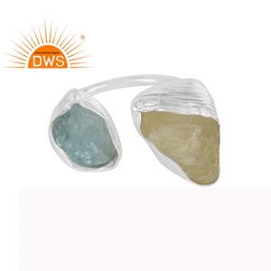 แหวนพลอยบุษราคัมพลอยพลอยพลอยพลอยพลอยพลอยสีเงินบริสุทธิ์925และมะนาวผู้ค้าส่งเครื่องประดับ - Product Image 1