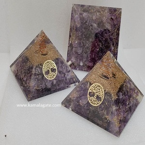 Améthyste Arbre de Vie Cristal Orgone Pyramide Pierre Semi-Précieuse Artisanat pour la Protection des CEM et la Guérison Reiki avec Cuivre Métal - Product Image 5