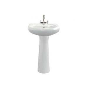 Lavabo en céramique, pour le lavage des mains, sur socle, vêtements hygiéniques - Product Image 1