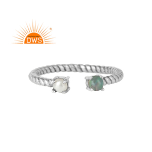 Pretty Fire <b>Opal</b> and Pearl Gemstone <b>Ring</b> Wholesale 925 Sterling <b>Silver</b> Antique Oxidized <b>Ring</b> Handmade <b>Rings</b> - Product Image 1