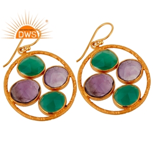 ต่างหูห้อยประดับพลอยอเมทิสต์ธรรมชาติและพลอยออนิกซ์สีเขียว รุ่นขายดีประจำปี 2026 สำหรับผู้หญิง จากผู้ผลิตเครื่องประดับ - Product Image 2
