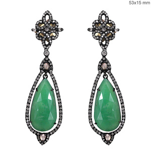 Pendientes de aro de oro amarillo con gema de rubí Natural, joyería fina hecha a mano, con diamantes de pavé, Estilo Vintage - Product Image 6
