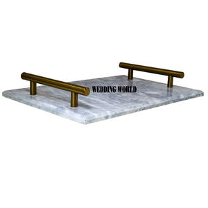 Plateau de service en marbre de créateur élégant Plateau fait main de qualité supérieure Plateau de service décoratif en marbre de vente chaude - Product Image 2