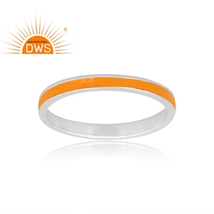 925 Fine Sterling Silver Handmade Yellow Enamel Statement Band <b>Ring</b> Jewelry Manufacturer Dainty Collection - Product Image 3