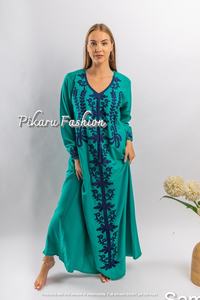 Vestido largo de manga larga, marroquí, bordado, para mujer - Product Image 2