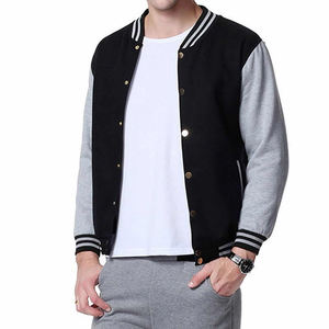 Hombres Letterman chaqueta de color negro Stand Collar con logotipo personalizado para la venta - Product Image 5