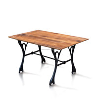 Meubles de salon convertibles et extensibles Table basse rustique en bois de teck massif avec pieds en fer Mini Top pour un usage domestique