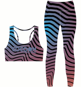 COCOON ชุดโยคะ 2 ชิ้นสำหรับผู้หญิง เสื้อครอปแบบ Racerback กางเกงเลกกิ้งเอวสูง ลายเรขาคณิต ผ้ายืดสแปนเด็กซ์โพลีเอสเตอร์ ยืดได้สี่ทิศทาง - Product Image 4