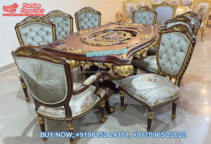 Muebles de Comedor Estilo Mansión, Juego de Mesa de Comedor Tallada Estilo Italiano, Mesa de Comedor Artesanal de Madera India, EE. UU. - Product Image 3