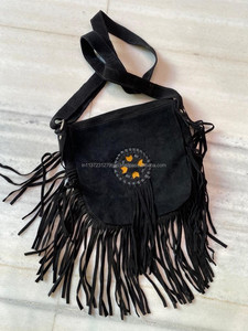 Vente chaude nouvelle mode occidentale sac à bandoulière femmes élégant daim cuir frange à la main petite taille téléphone sac à main en Nylon multi-usage - Product Image 3