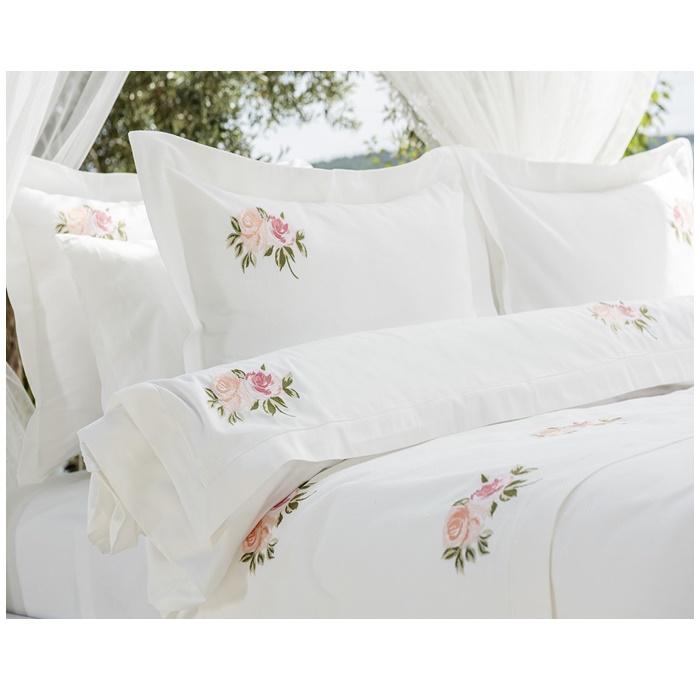 Embroidery Beautiful Rose Design Duvet Bedding Set High Quality Cotton Duvet Covers Pillowcases for Home Hotel Wedding