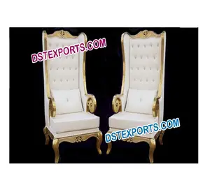 Chaises de mariage Big Boss en métal, laiton, nouveau design, ensemble de chaises du roi à dossier haut doré, chaises dorées traditionnelles, sièges blancs en gros - Product Image 1
