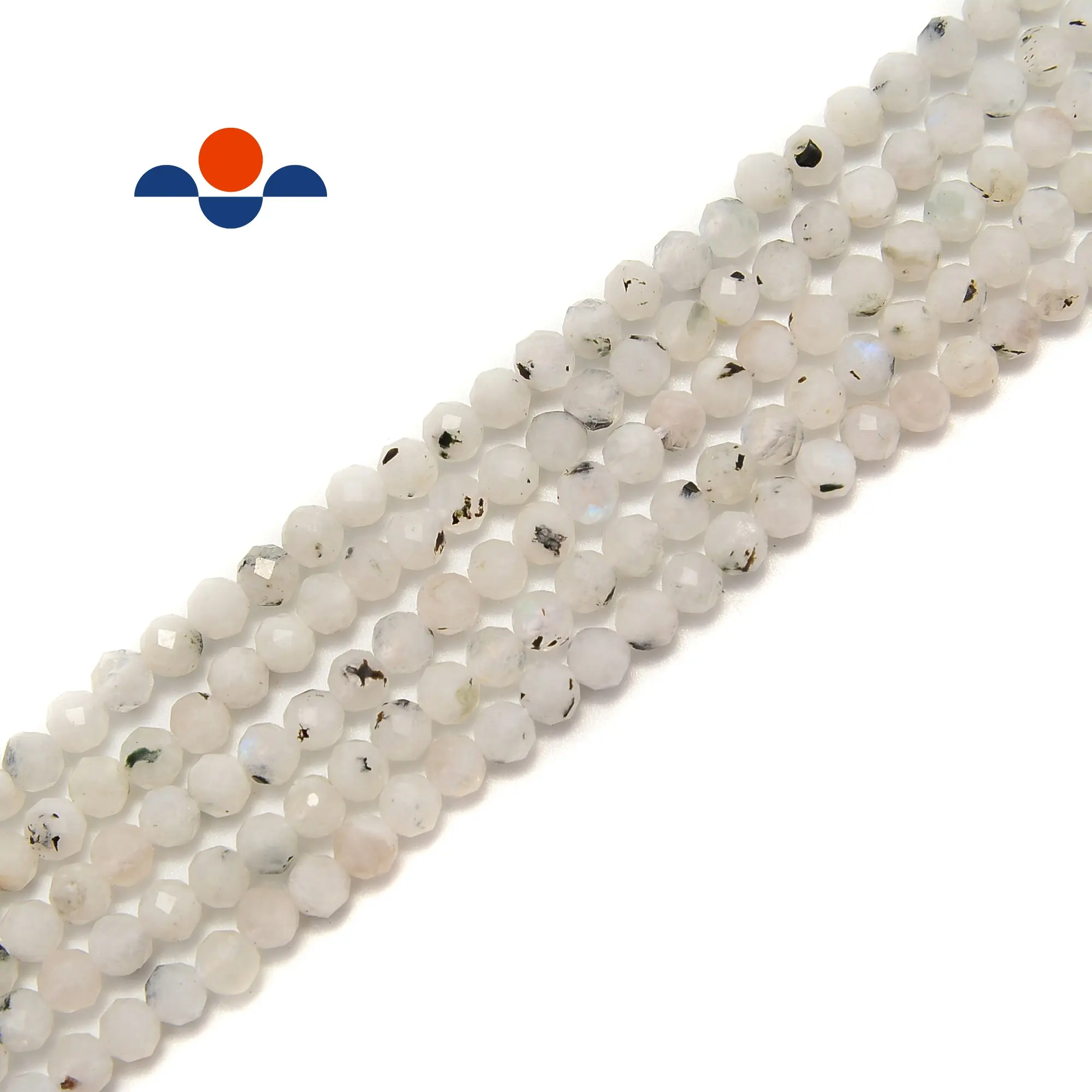 Hochwertige 2mm 3mm 4mm 5mm weißer Regenbogen Mondstein facettierte runde Edelstein lose Perlen für die Schmuck herstellung