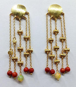 Pendientes de piedras preciosas de moda de estilo único colgantes largos chapados en oro y plata de ley 925 en forma de lágrima - Product Image 5