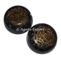 Dôme d'orgonite de tourmaline noire artisanale en pierre semi-précieuse