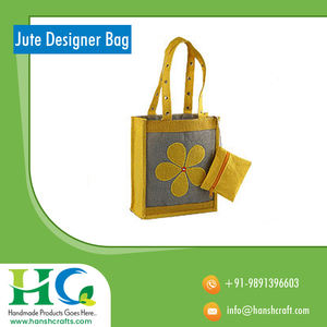 Fabrication indienne de sac en Jute fait à la main pour femmes, fourre-tout élégant et écologique en toile de coton, noir, nouvelle collection - Product Image 2