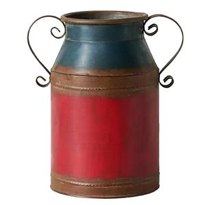 Elégant vase de sol en fer galvanisé design vintage contenant de lait fait à la main porte-fleur décoratif prix de gros - Product Image 5