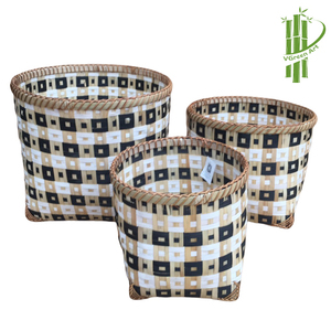 Cestas de bambú tejidas a mano, cesta de lavandería con patrón redondo, productos de tendencia de alta calidad, recién llegados, 2023 - Product Image 3