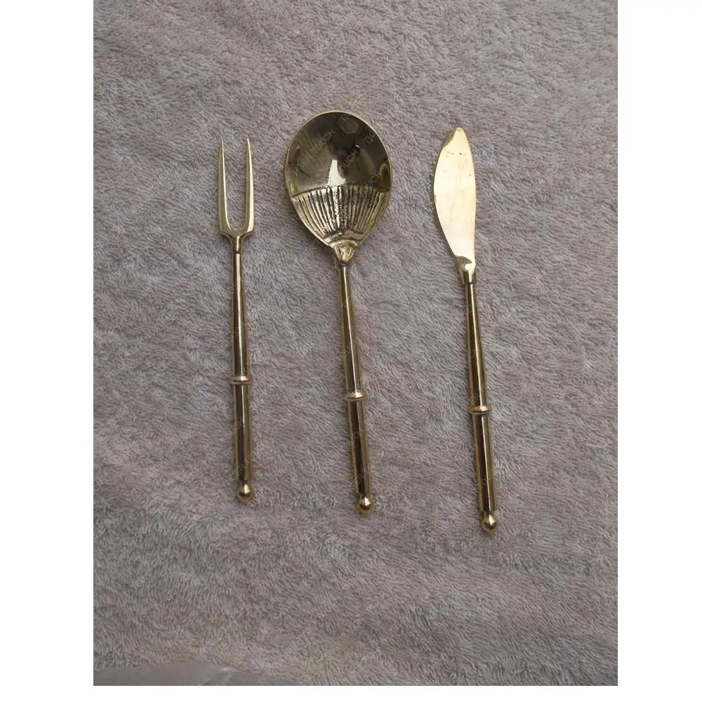 medieval Brass spoon Set of a brass spoon and fork Marshal Historical medieval spoon