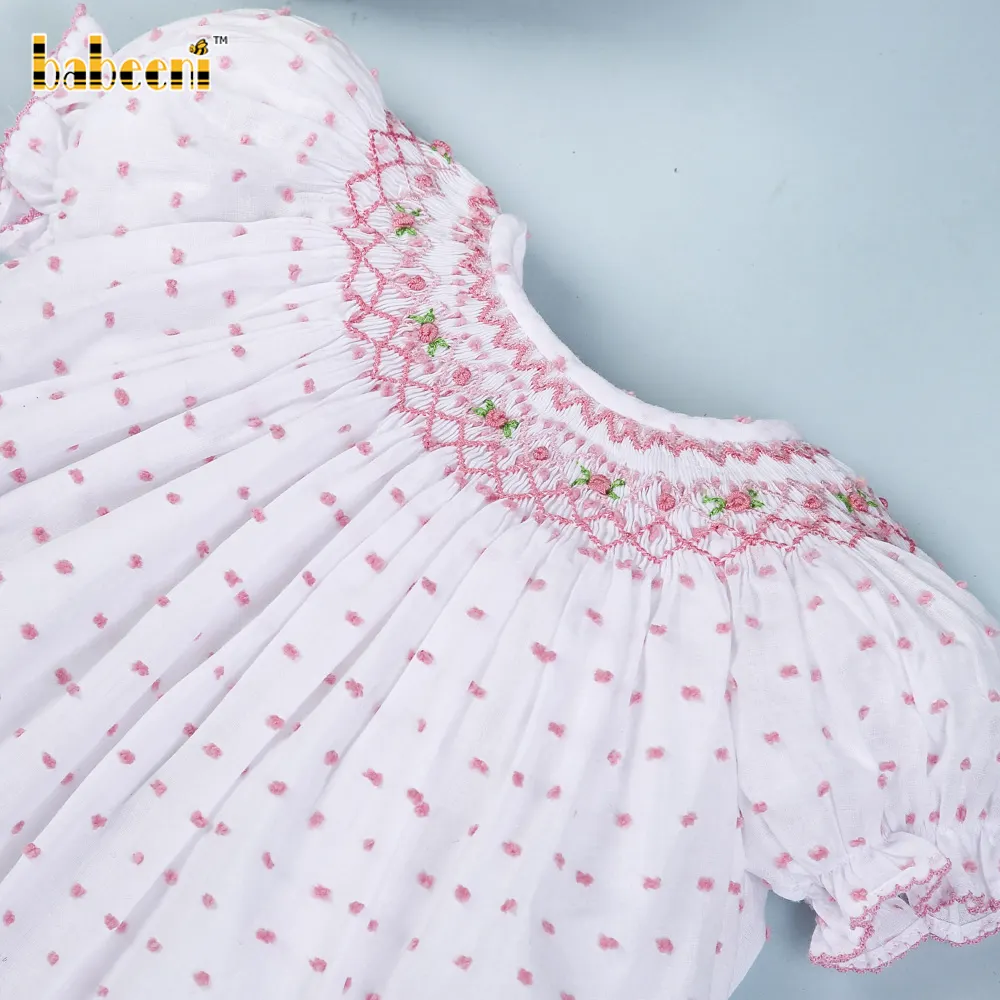 Blumen geometrische Smocking Baby kleidung OEM ODM Smocked Baby kleidung Großhandel Smocked Baby kleidung-DR3386