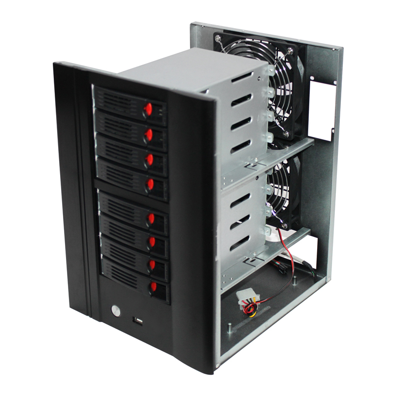 N8 8ベイNASサーバーケース - ミニITX, ホットスワップ対応, MicroATX